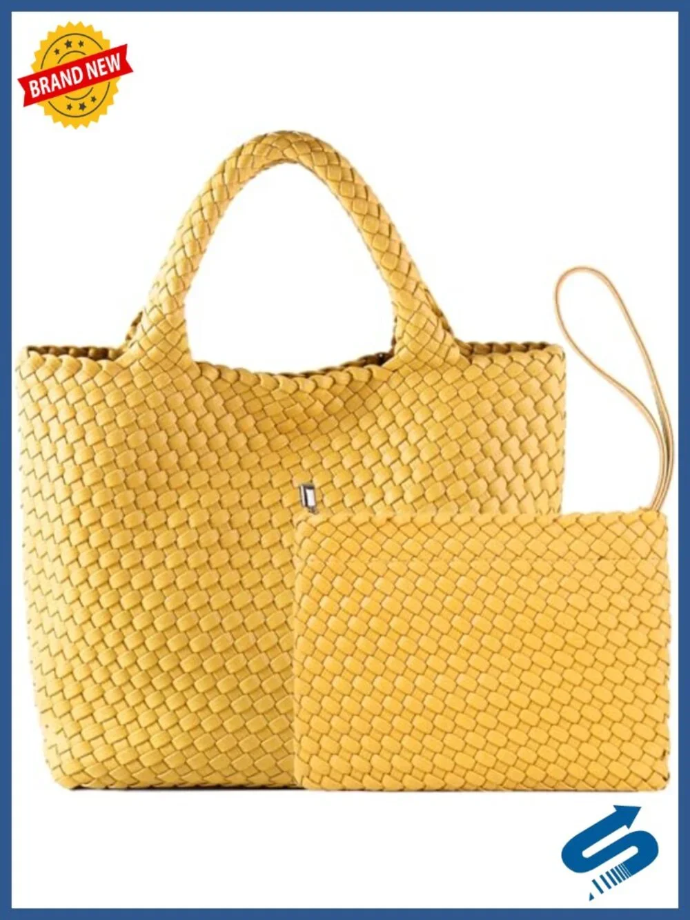 Faux Leather Woven Tote Bag - Large Capacity Shoulder Bag